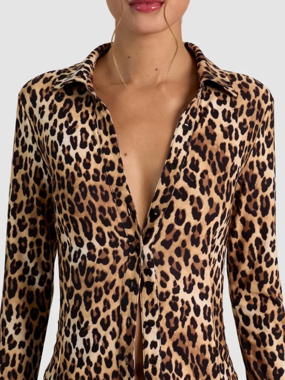 Alice and Oliy Print Long-Sleeve Button-Up Sleep Shirt - Brown